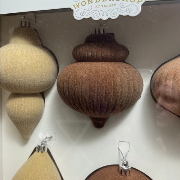 Brown/ Flocked Finial Christmas Tree Ornament Set 6pc - Wondershop. BROWN - Picture 6 of 10